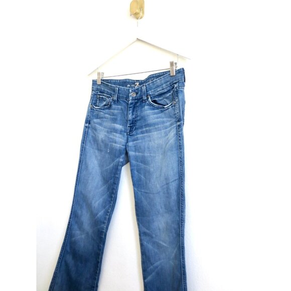 7 Seven For All Mankind A Pocket Flare Jeans Rhinestones Blue SZ 28 - Picture 6 of 9